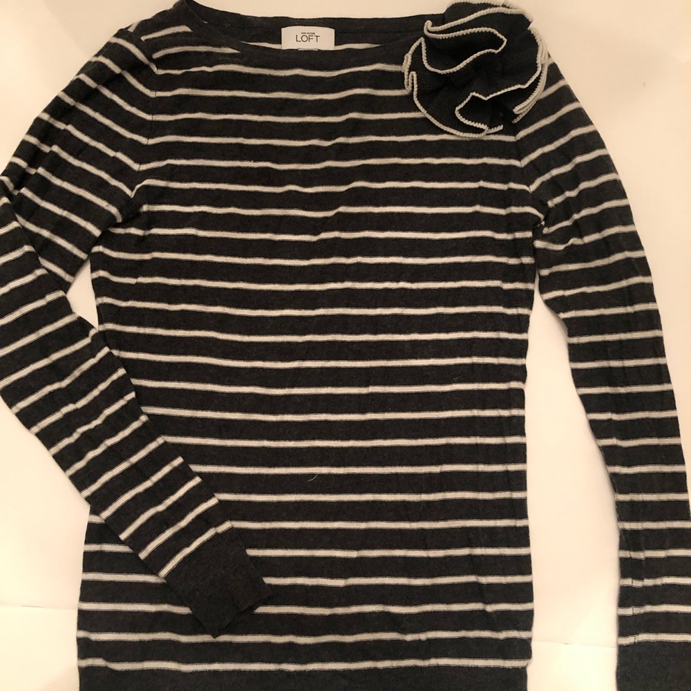 Loft grey/white striped sweater